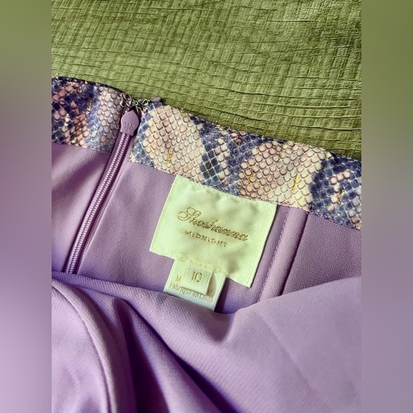 SHOSHANNA Roya Dress 10 Lavender Purple Snake Print Midi Pleated Chiffon Wedding - Picture 5 of 10